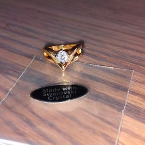 Clear Swarovski Crystal Solitaire Ring, Sz 4